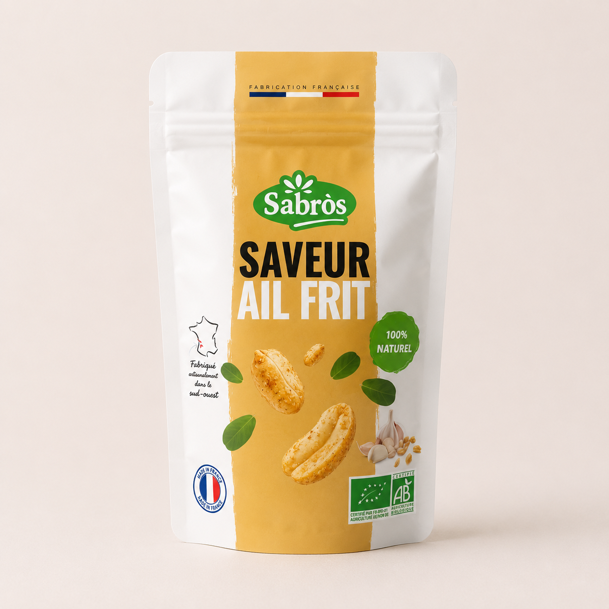 Cacahuètes saveur ail frit en sachet refermable